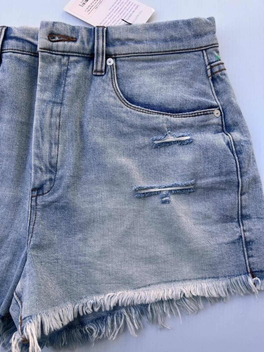 Blank NYC Wedge Shorts Womens Distressed Cut Off Denim Size 31 Light Blue NWOT - Picture 9 of 10